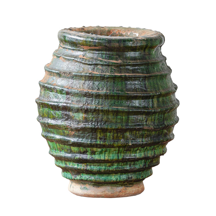 Ribbed Oil Jar Green