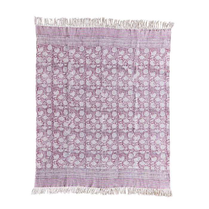 Handloom Cotton Throw w Blush Floral