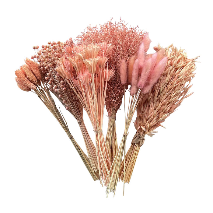 Mixed Dried Grasses and Florals Blush,  12"