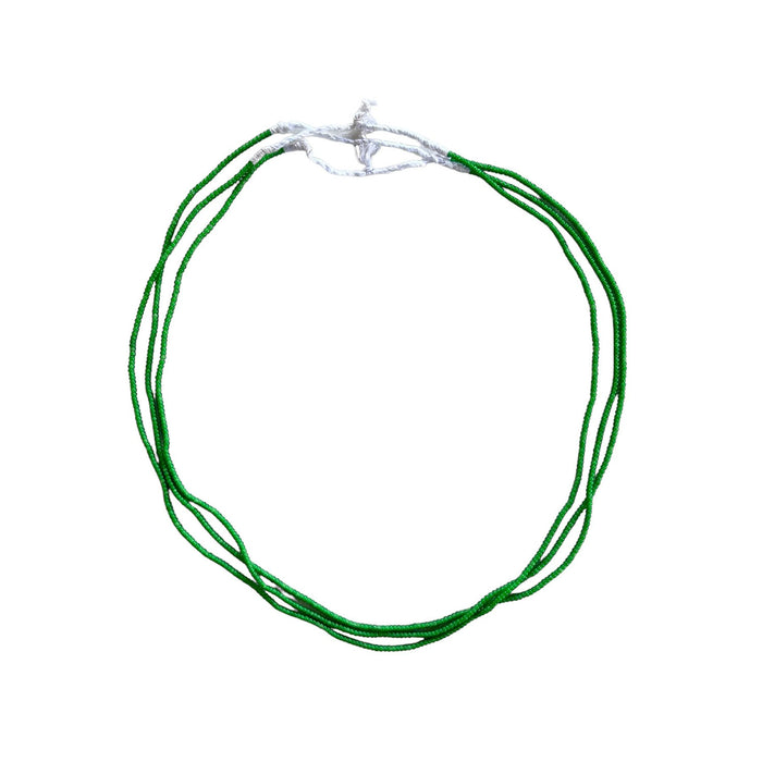 White Heart Glass Bead Green