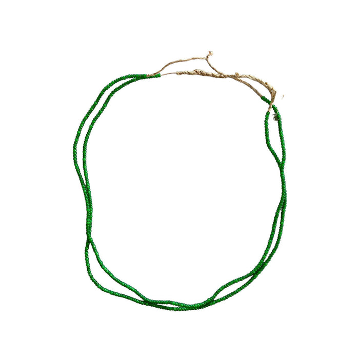 White Heart Glass Bead Green