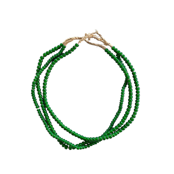 White Heart Glass Bead Green