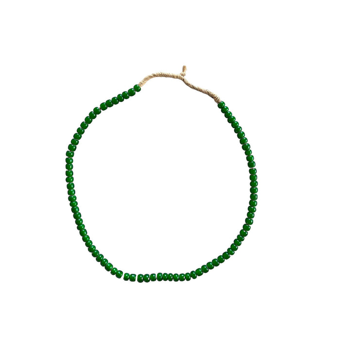 White Heart Glass Bead Green