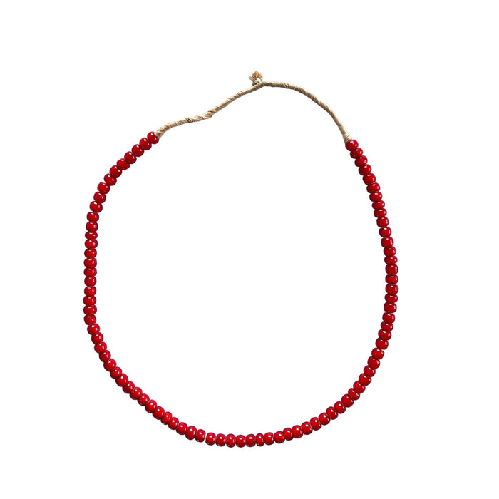 White Heart Glass Bead Red