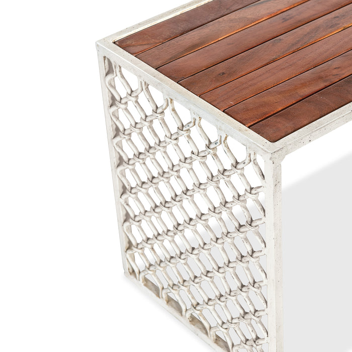 Jali Outdoor Bench Small w/ Wood Top