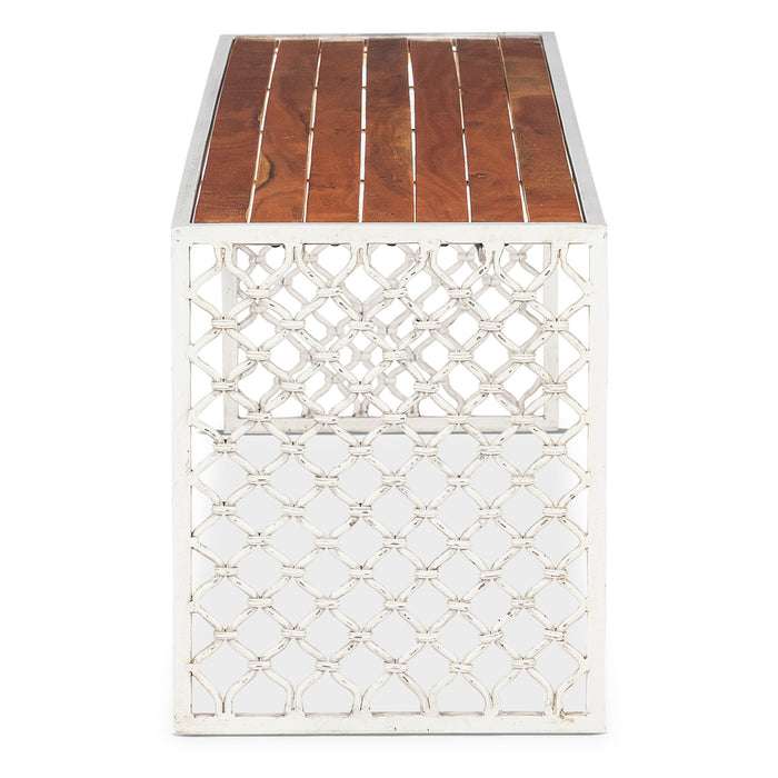 Jali Outdoor Bench Small w/ Wood Top