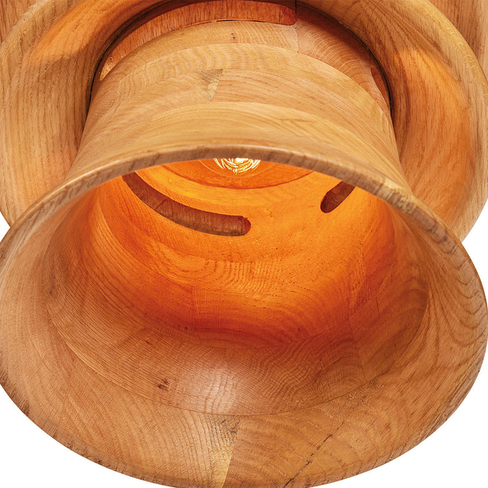 Oak Wood Tiered Pendant Large