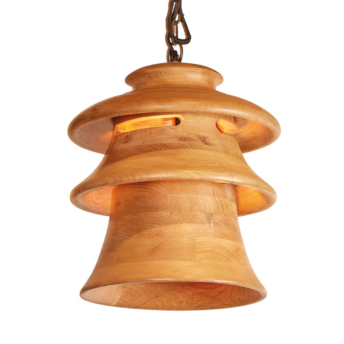 Oak Wood Tiered Pendant Large