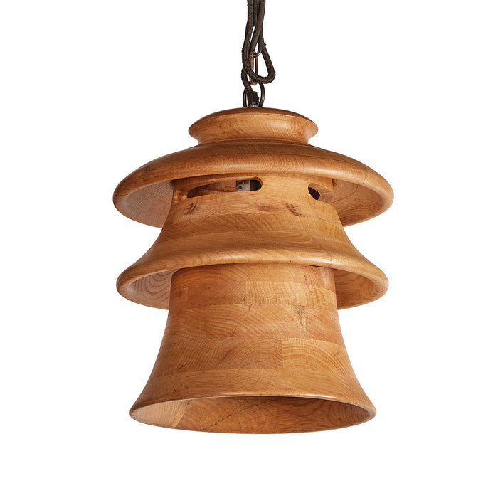 Oak Wood Tiered Pendant Large