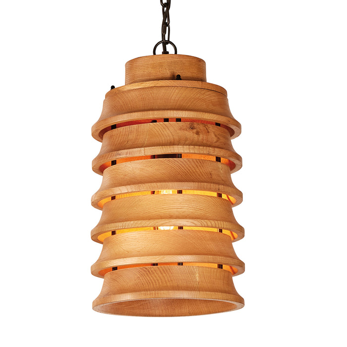 Oak Wood Stacked Pendant Large