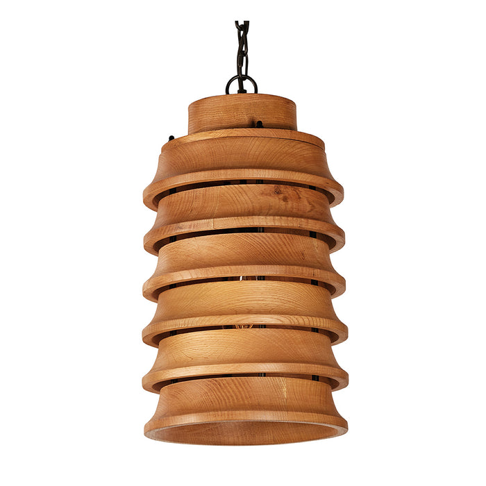 Oak Wood Stacked Pendant Large