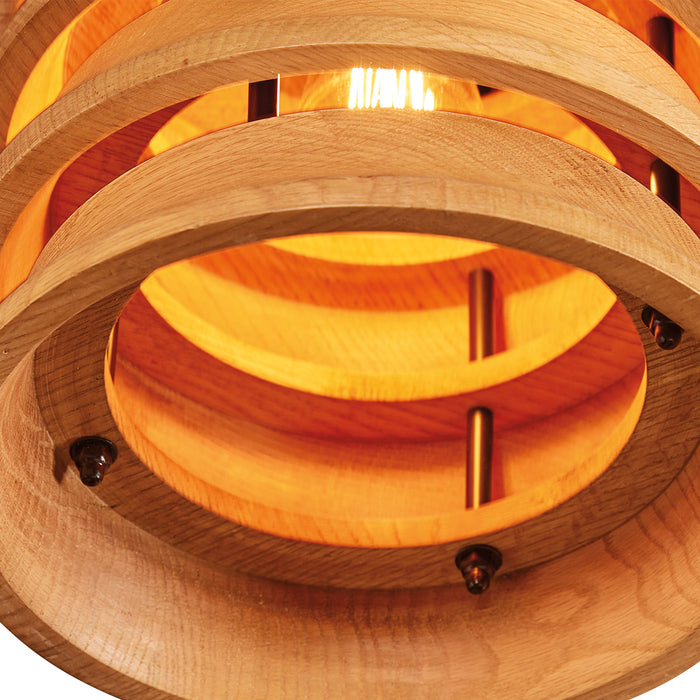 Oak Wood Stacked Pendant Small