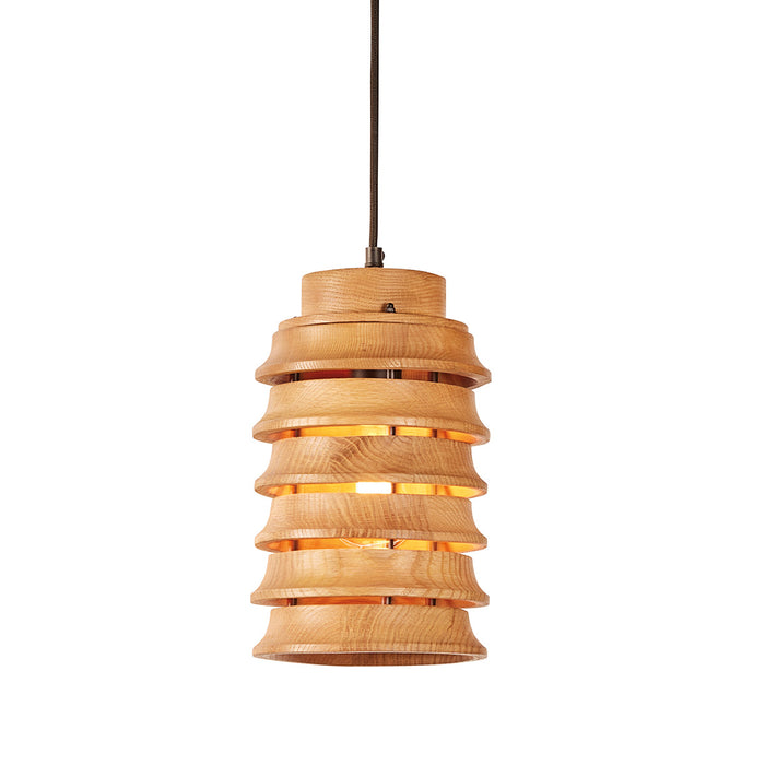 Oak Wood Stacked Pendant Small