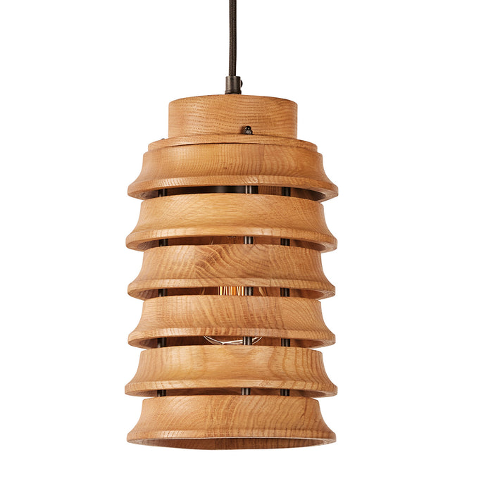 Oak Wood Stacked Pendant Small