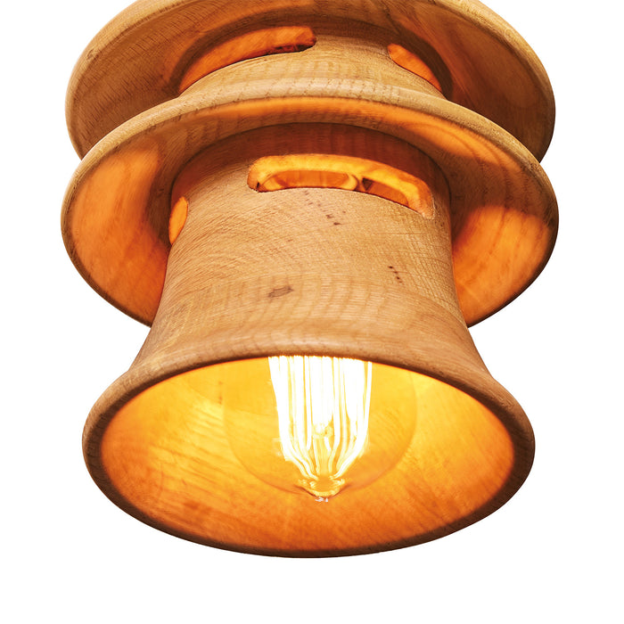 Oak Wood Tiered Pendant Small