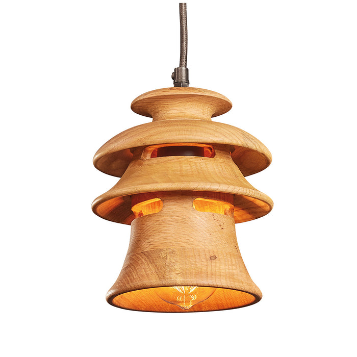 Oak Wood Tiered Pendant Small