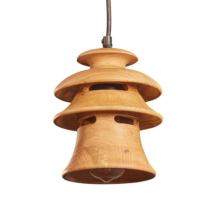 Oak Wood Tiered Pendant Small