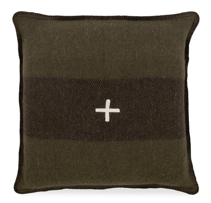 Swiss Army Pillow Cover Unstuffed 24X24 Green/Brown