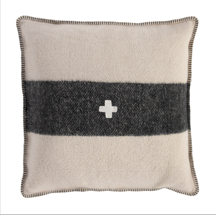 Swiss Army Pillow Cover Unstuffed 28X28 Cream/Black