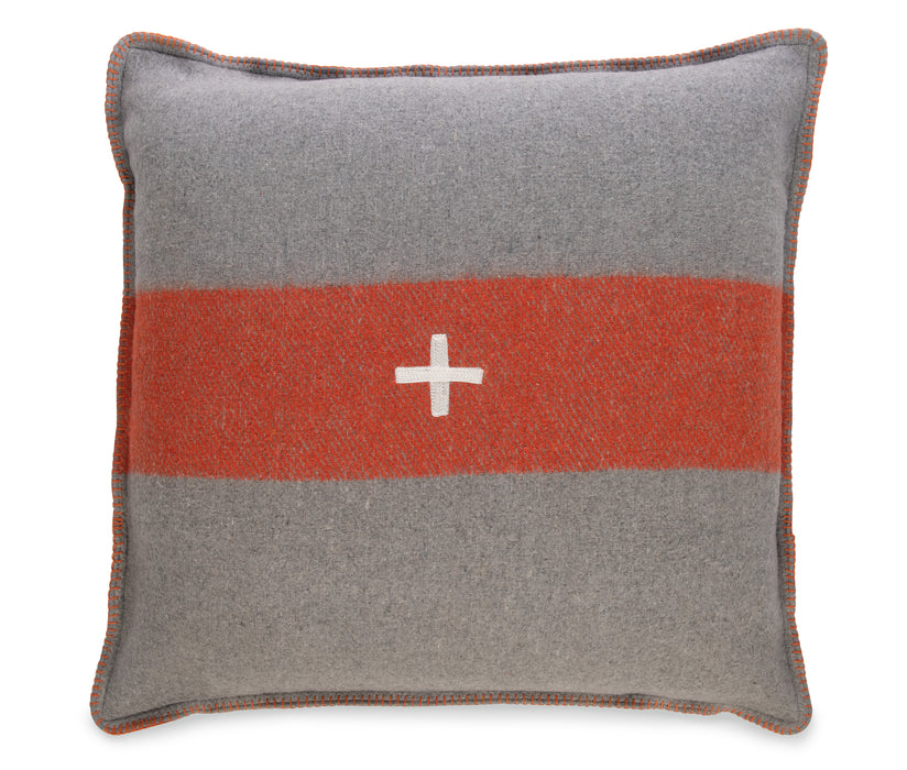 Swiss Army Pillow Cover Unstuffed 28X28 Grey/Orange