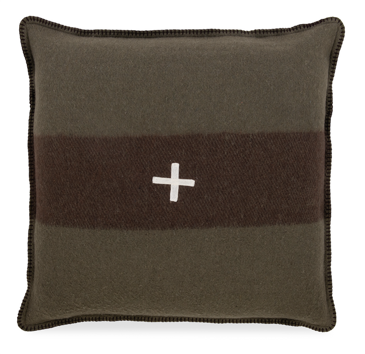 Swiss Army Pillow Cover Unstuffed 28X28 Green/Brown