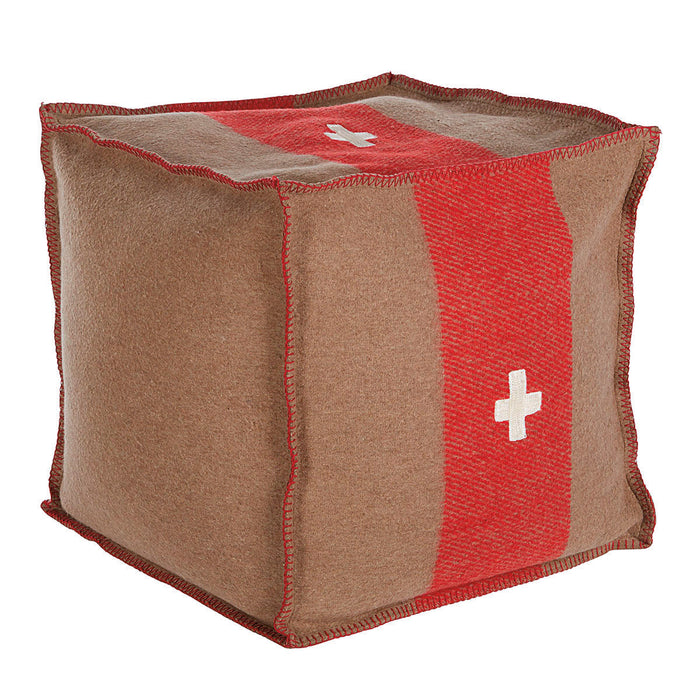 Swiss Army Pouf 18X18X18 Brown/Red