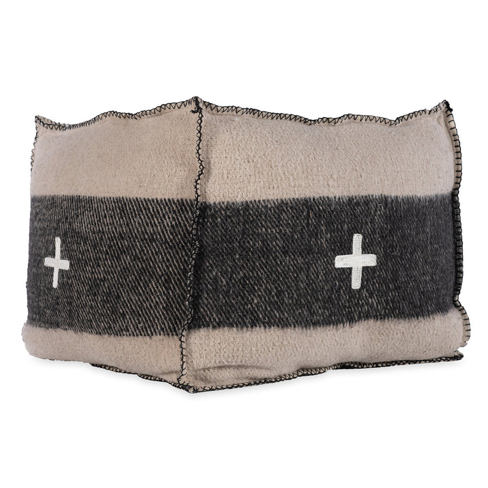 Swiss Army Pouf 18X18X18 Cream/Black