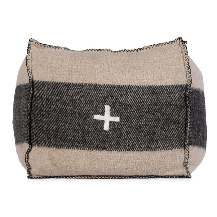 Swiss Army Pouf 18X18X18 Cream/Black