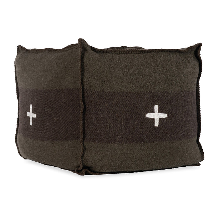 Swiss Army Pouf 18X18X18 Green/Brown