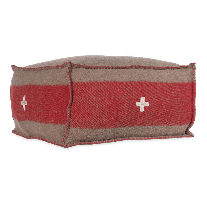 Swiss Army Pouf 24X24X13 Brown/Red