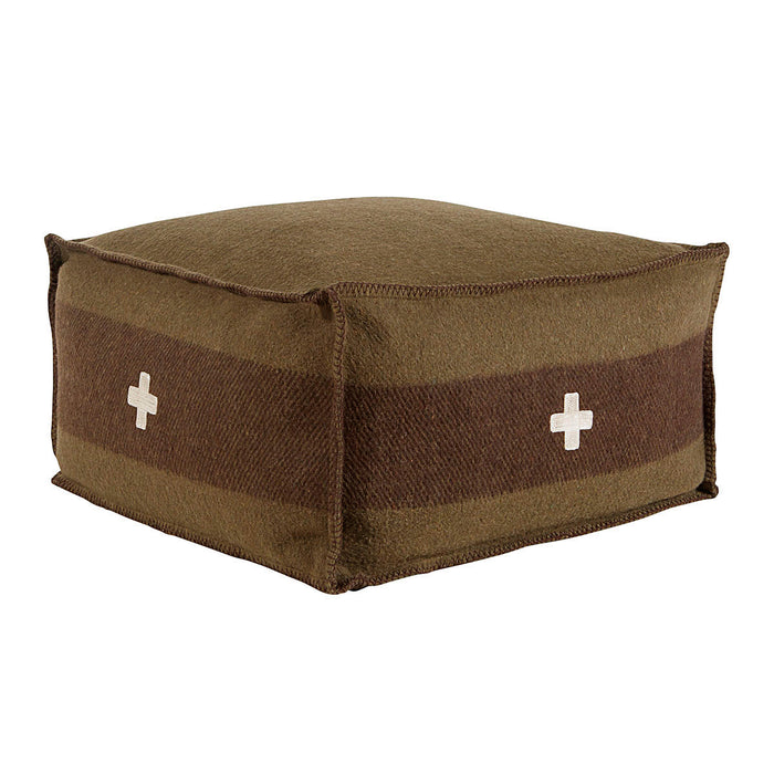 Swiss Army Pouf 24X24X13 Green/Brown