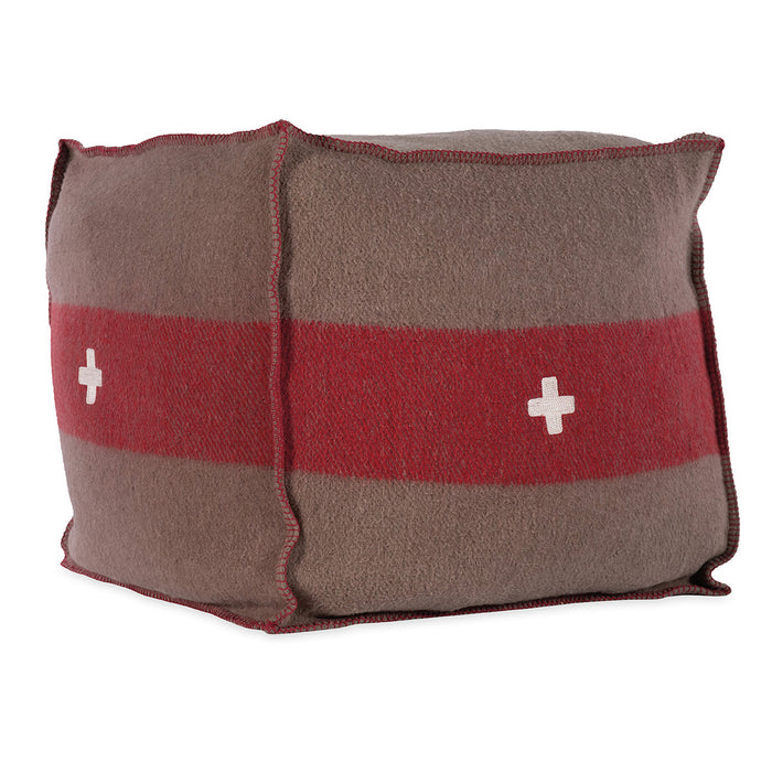 Swiss Army Pouf 24X24X24 Brown/Red