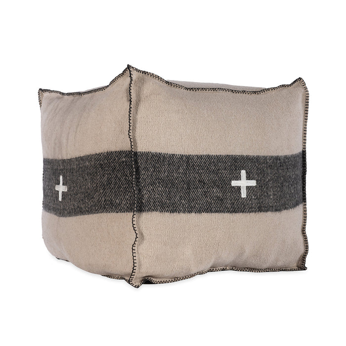 Swiss Army Pouf 24X24X24 Cream/Black