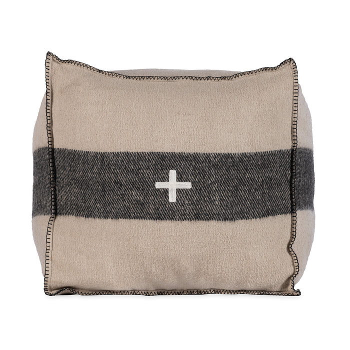 Swiss Army Pouf 24X24X24 Cream/Black