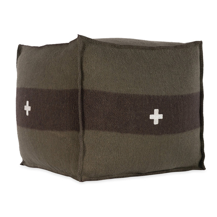 Swiss Army Pouf 24X24X24 Green/Brown