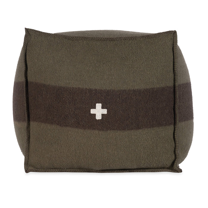 Swiss Army Pouf 24X24X24 Green/Brown