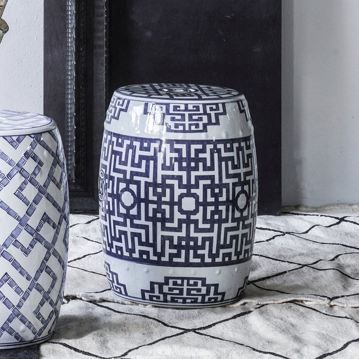 Jingdezhen Hand-Painted Garden Stool With Lattice
