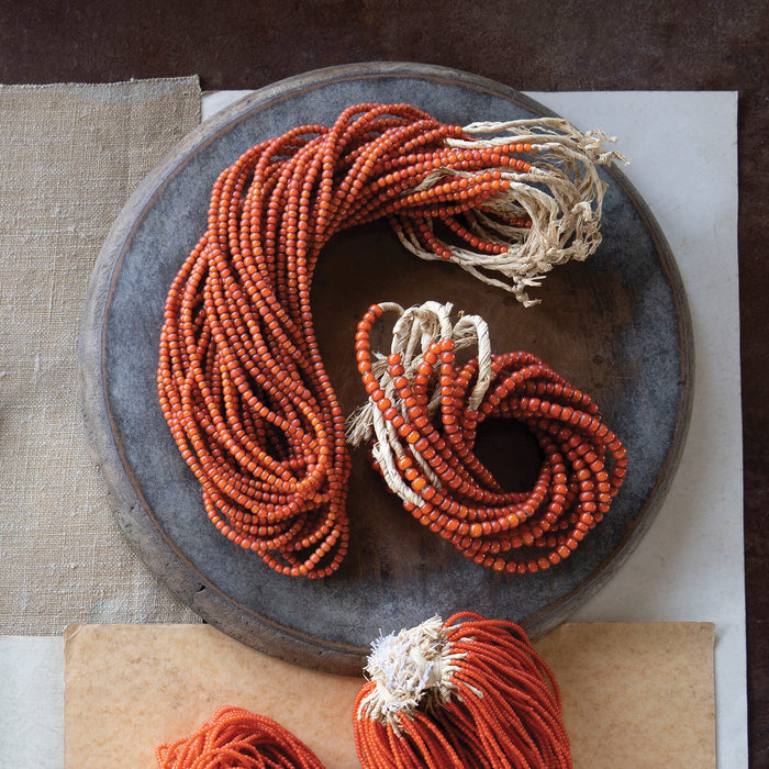 White Heart Glass Bead Orange