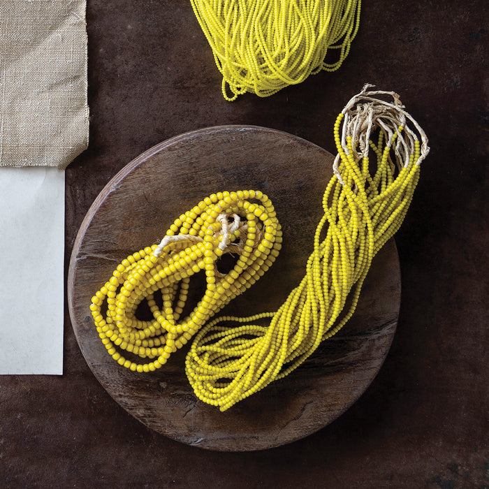 White Heart Glass Bead Yellow