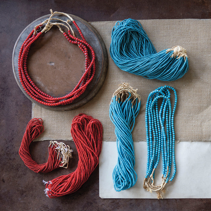 White Heart Glass Bead Red