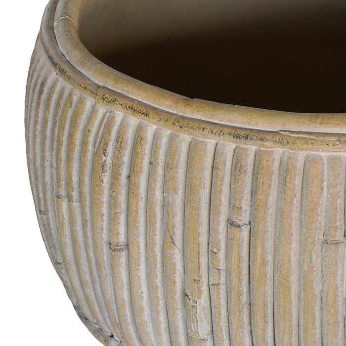 Concrete Faux Rattan Planter, Shallow