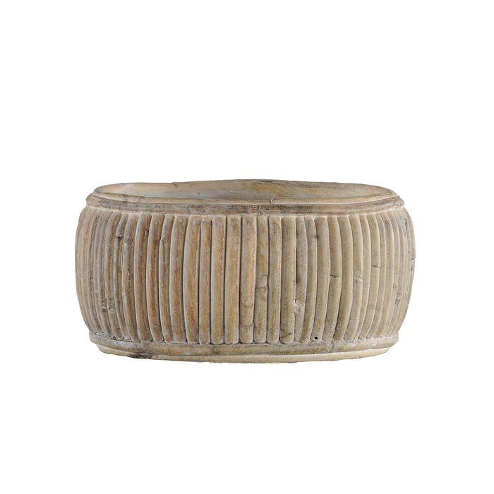 Concrete Faux Rattan Planter, Shallow