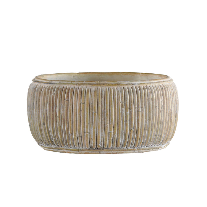 Concrete Faux Rattan Planter, Shallow
