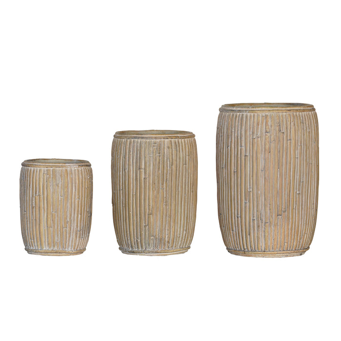 Concrete Faux Rattan Planter, Tall