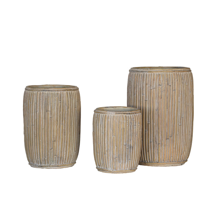 Concrete Faux Rattan Planter, Tall