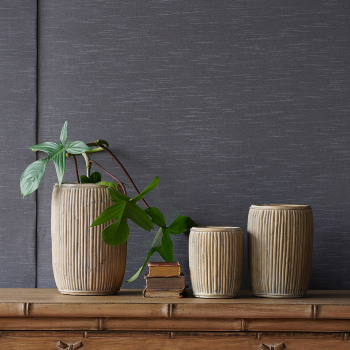Concrete Faux Rattan Planter, Tall