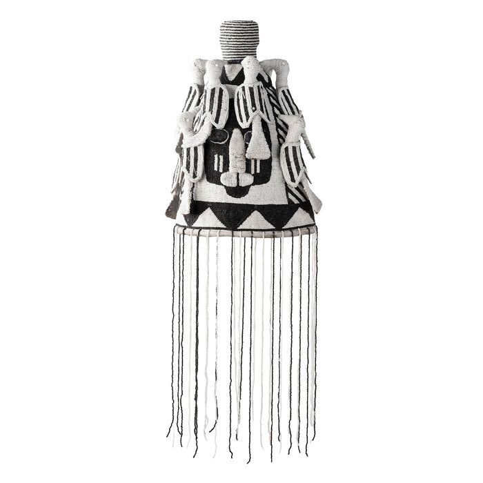 Yoruba Beaded Crown, Black and White