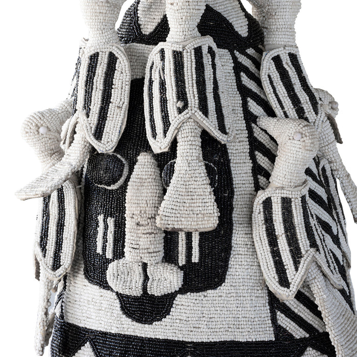 Yoruba Beaded Crown, Black and White