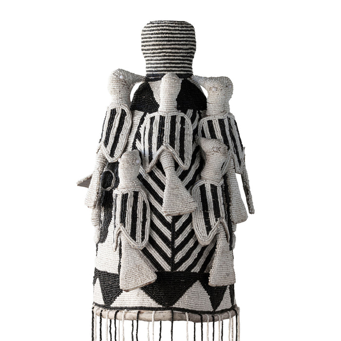 Yoruba Beaded Crown, Black and White