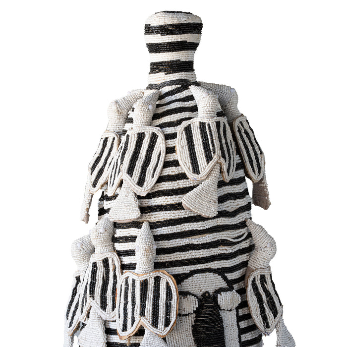 Yoruba Beaded Crown, Black and White